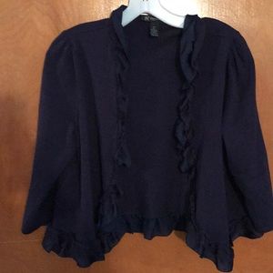 Inc navy blue ruffledCardigan